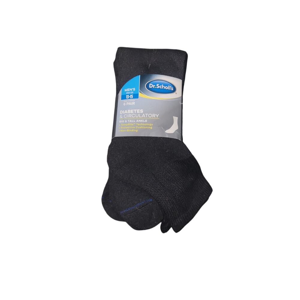 Dr. Scholl's Men's Big & Tall Diabetes Ankle Socks 6-Pk Size 13-15